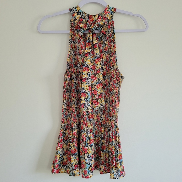 NWT Pleione Floral‎ Cottagecore Halter Neck Flowy Sleeveles Blouse S - Picture 4 of 10